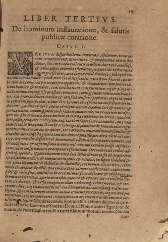Liber tertivs. De hominum instauratione, & salutis publicae curatione