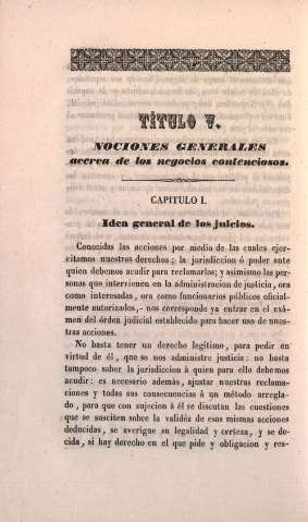 Título V. Nociones generales acerca de los negocios contenciosos