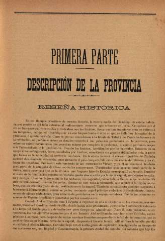 Primera parte. Descripción de la Provincia