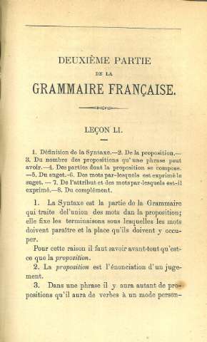 Deuxième Partie. De la Grammaire Francaise