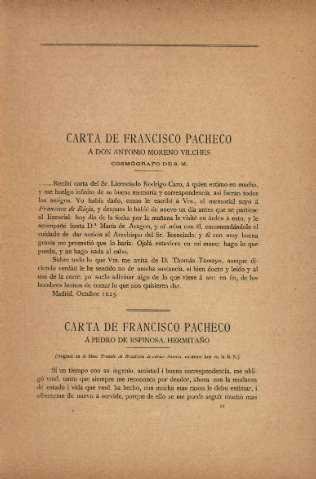 Carta de Francisco Pacheco á Don Antonio Moreno Vilches, cosmógrafo