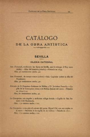 Catálogo de la Obra artística. Sevilla