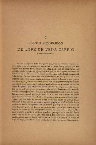 I. Elogio biográfico de Lope de Vega Carpio