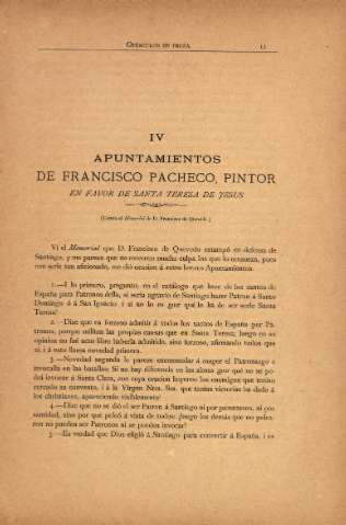 IV. Apuntamientos de Francisco Pacheco... En favor de Santa Teresa de Jesús