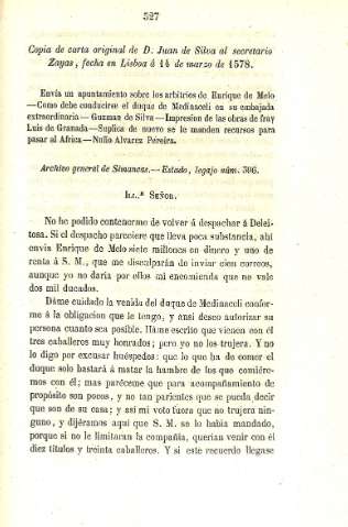 Copia de carta... 14 de marzo de 1578