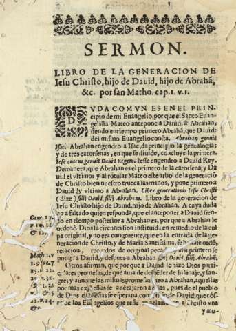 Sermon. Libro de la generacion de Iesu Christo,hijo de Dauid, hijo de Abrahá ...