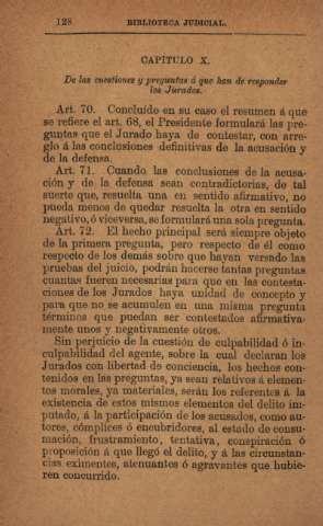 Capítulo X. De las cuestiones y preguntas á que han de responder los Jurados