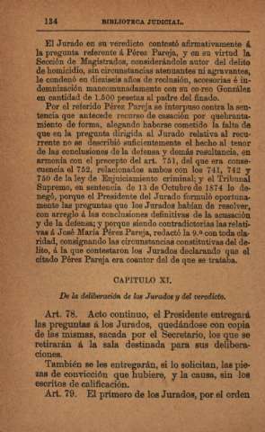 Capítulo XI. De la deliberación de los Jurados y del veredicto