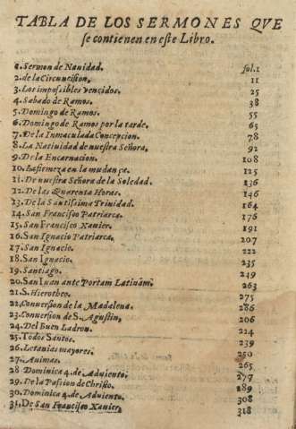 Tabla de los sermones qve se contienen en este libro