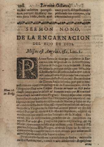 Sermon nono, de la encarnacion del hijo de Dios