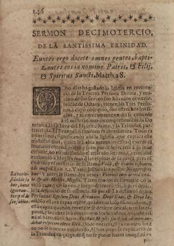 Sermon decimotercio. De la Santissima Trinidad