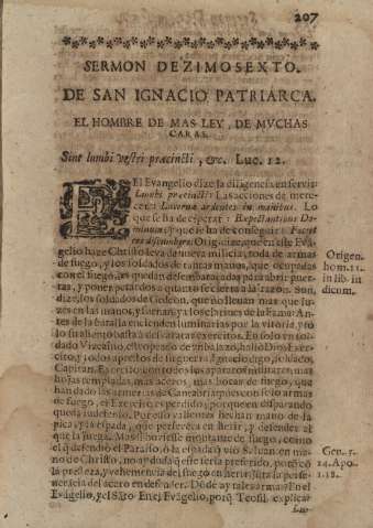 Sermon dezimosexto. De San Ignacio Patriarca