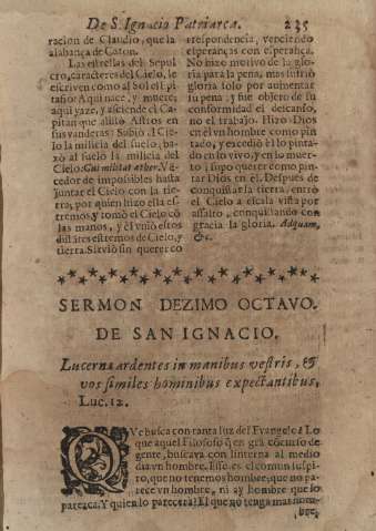 Sermon dezimo octavo. De San Ignacio