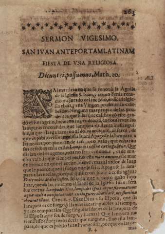 Sermon vigesimo. San Ivan anteportamlatinam fiesta de vna religiosa
