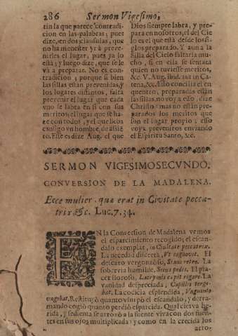 Sermon vigesimsecvndo. Conversion de la Madalena