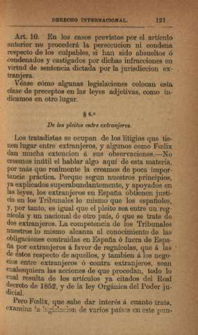 S. 6º De los pleitos entre extranjeros