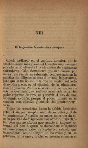 XIII. De la ejecucion de las sentencias extranjeras