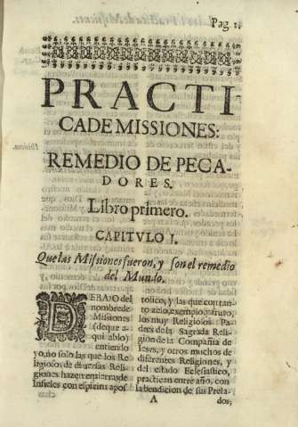 Practicade missiones: remedio de pecadores. Libro primero