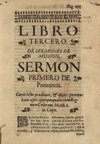 Libro tercero de sermones de mission. Sermon primero de Penitencia