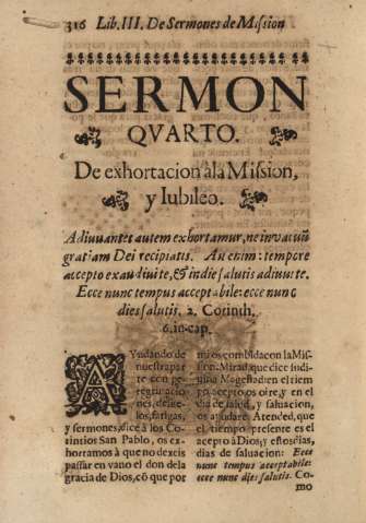 Sermon qvarto. De exhortacion ála Mission, y Iubileo