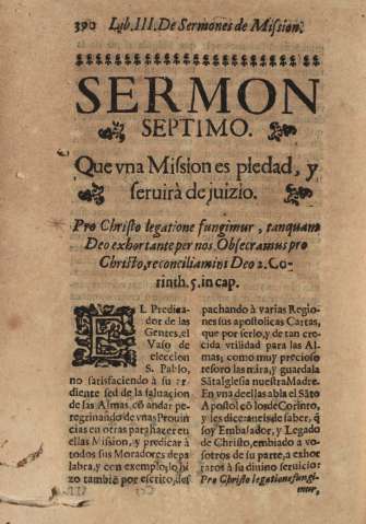 Sermon septimo. Que vna Mission es piedad, y feruirà de juizio