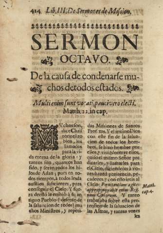 Sermon octavo. De la causa de condenarse muchos detodos estados