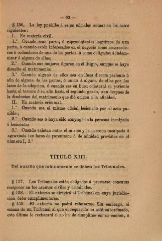 Titulo XIII. Del auxilo que mútuamente se deben los Tribunales