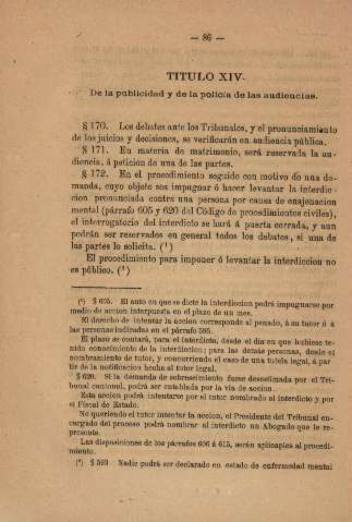 Titulo XIV. De la publicidad y de la policia de las audiencias
