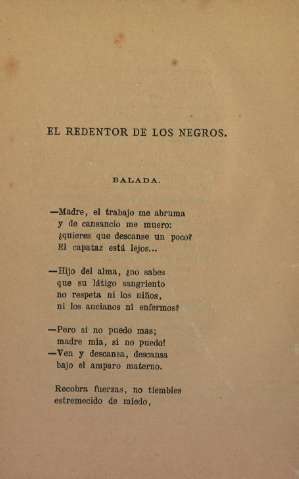 El redentor de los negros. Balada