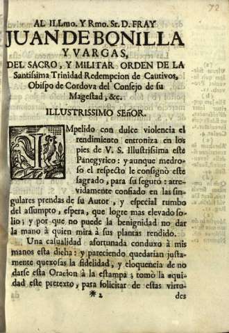 Al Illmo. y Rmo. Sr. D. Fray Juan de Bonilla y Vargas...