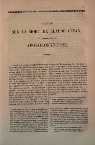 Facétie sur la mort de Claude César, vulgairement appelée Apokolokyntose