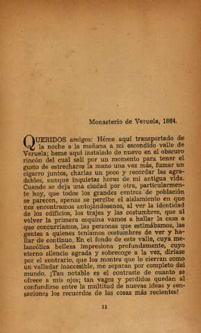 Monasterio de Veruela, 1864. Queridos amigos: Héme aquí