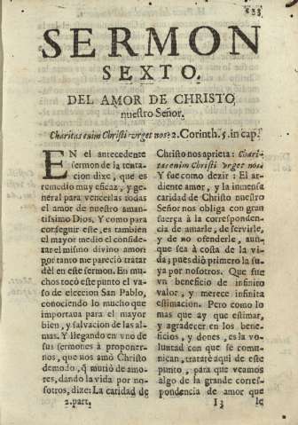 Sermon sexto. Del amor de Christo