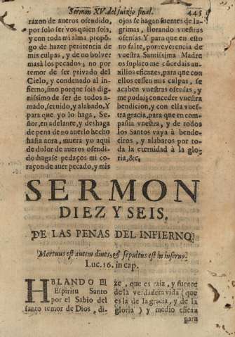 Sermon diez y seis. De las penas del infierno