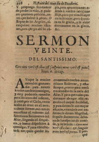 Sermon veinte. Del santissimo