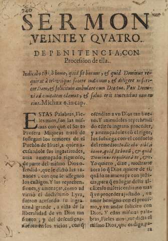 Sermon veinte y qvatro. De penitencia,con Procession de ella