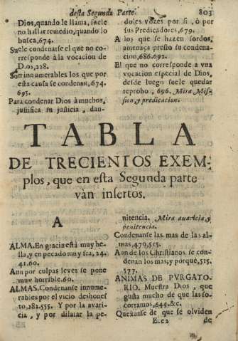 Tabla de trecientos exemplos, que en esta Segunda parte van insertos