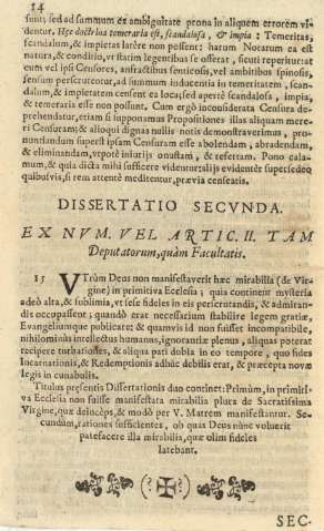 Dissertatio secvnda. Ex nvm. vel artic. II. tam Deputatorum,quàm Facultatis