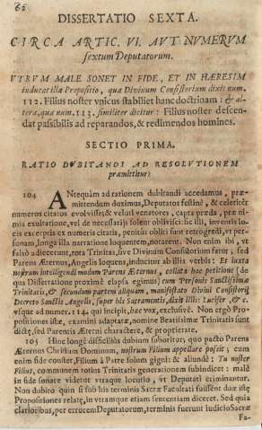 Dissertatio sexta. Circa artic. VI. avt nvmervm sextum Deputatorum