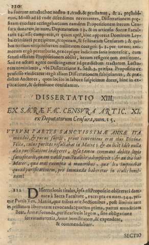 Dissertatio XIII. Ex sacrae fac. censvra artic. XI. ex Deputatorum Censura,num. 15