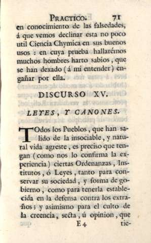 Discurso XV. Leyes, y canones
