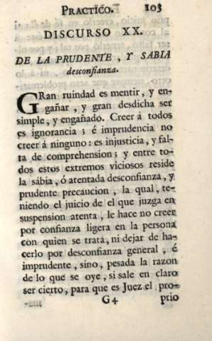 Discurso XX. De la prudente y sabia...
