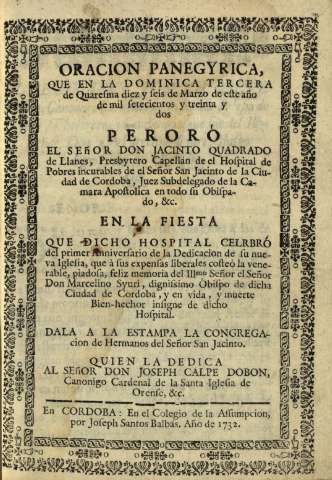 Oracion panegyrica, que en la dominica tercera...