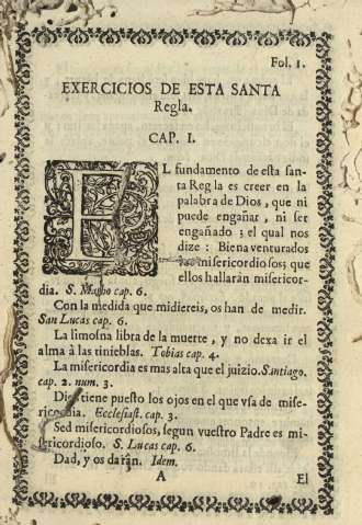 Exercicios de esta santa regla. Cap. I.