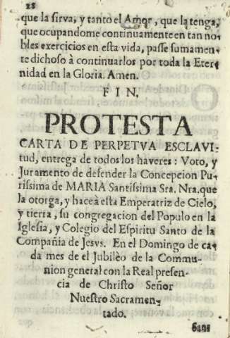 Protesta carta de perpetva esclavitd, entega de todos los haveres ...