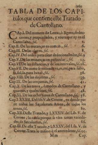 Tabla de los capitulos que contiene este Tratado de Cantollano