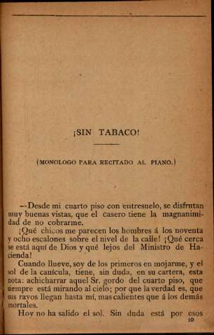 ¡Sin tabaco! (monologo para recitado a piano)