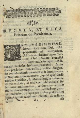 Regvla, et vita Fratum de Poenitentia