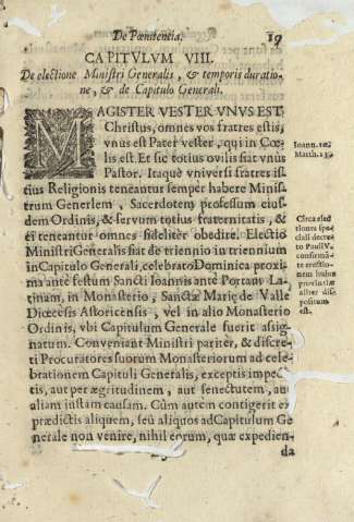 Capitvlvm VIII. De electione Ministri Generalis , et temporis duratione, et de Capitulo Generali