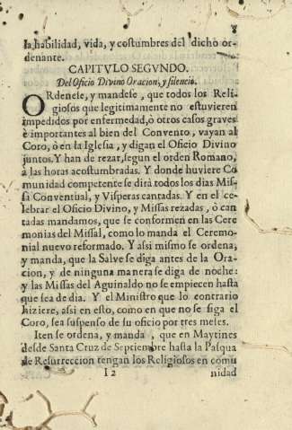 Capitvlo segvndo. Del Oficio Divino Oracion, y Silencio